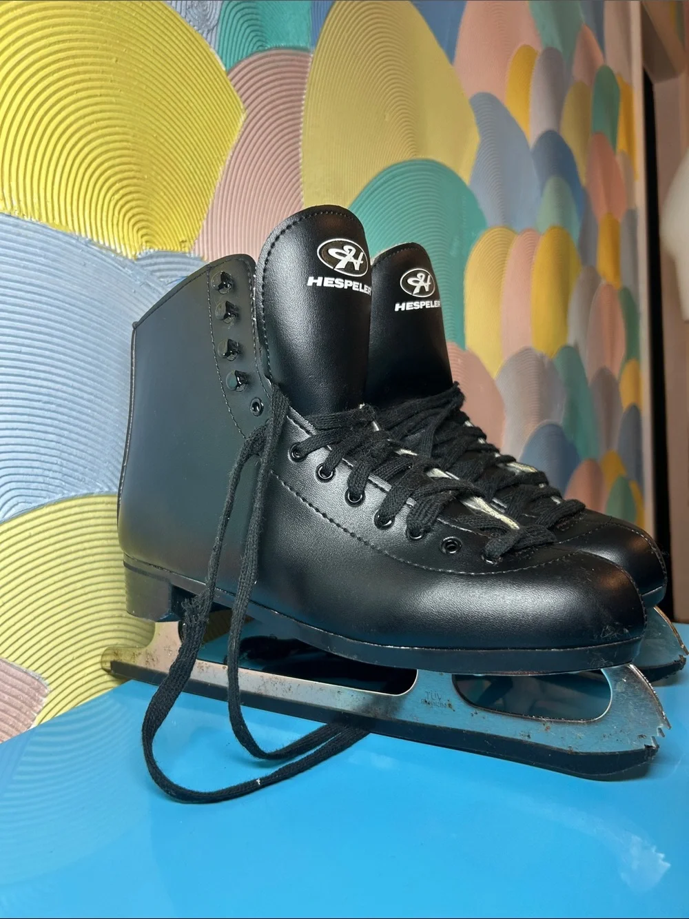 Hespeler Men’s Black Leather Ice Skates sz 11